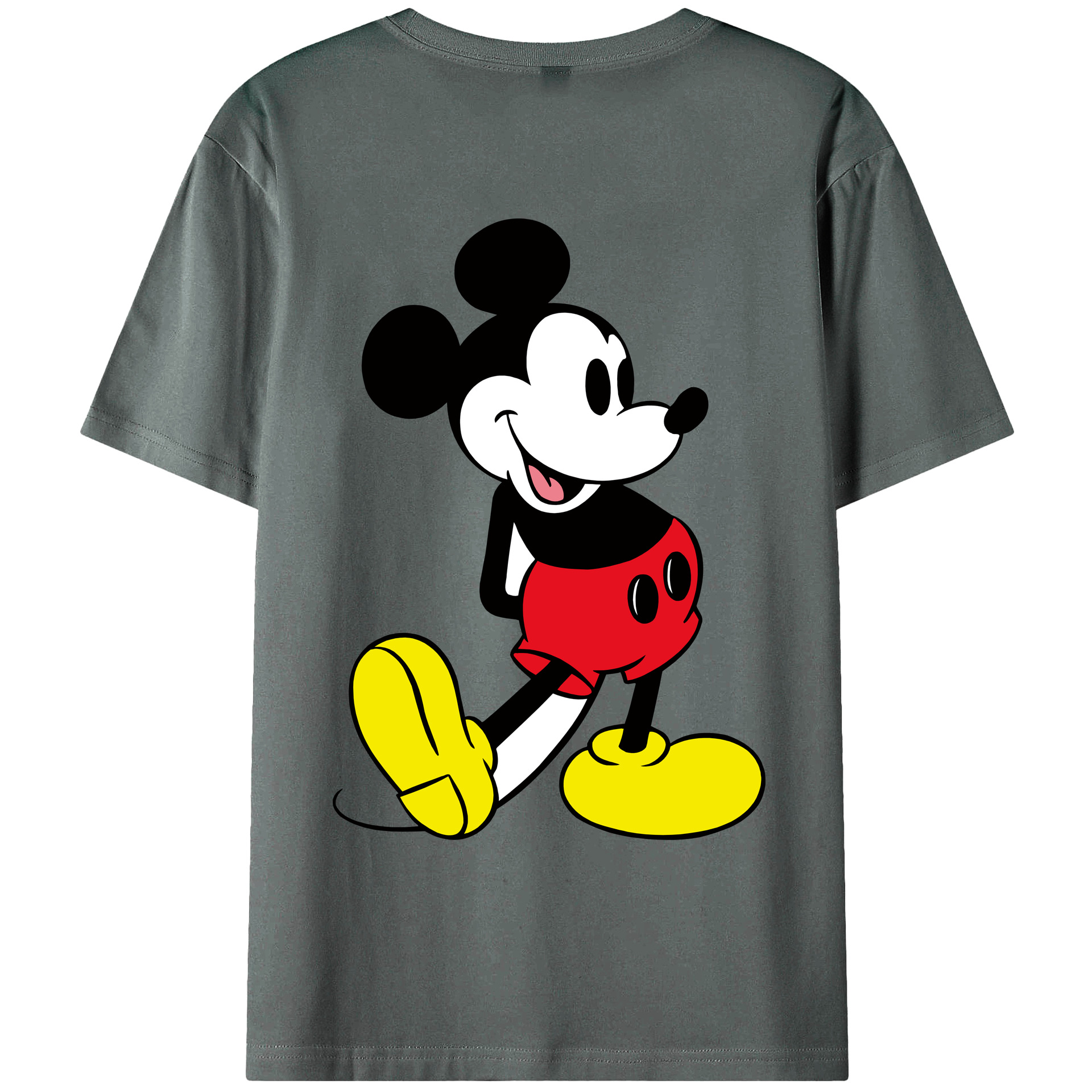 ミッキーマウス Mickey Mouse 綿100％ メンズ半袖Tシャツ（バックプリント） 通気性